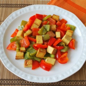 tofu peppers and veggies for meatless picky eater