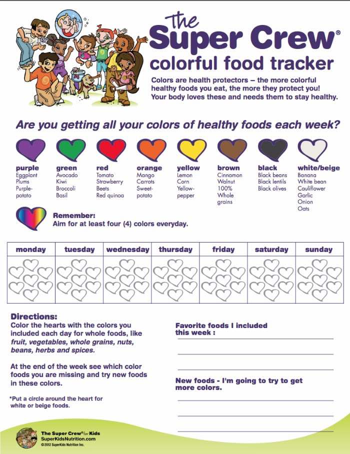 tracking fruit and vegetables for kids