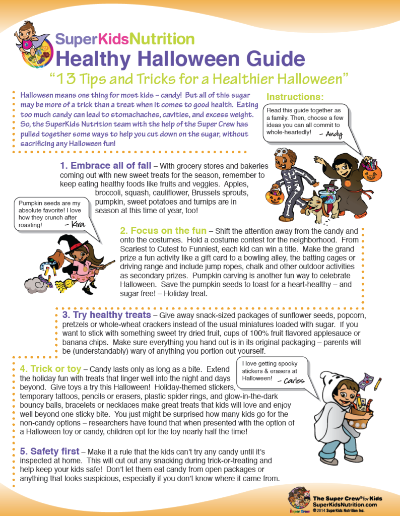 SuperKids Nutrition Healthy Halloween Guide with kids activities