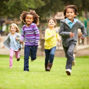 healthy kids running playing