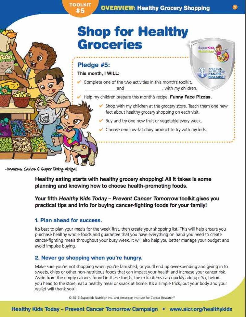 Healthy grocery shopping activity for kids with the Super Crew