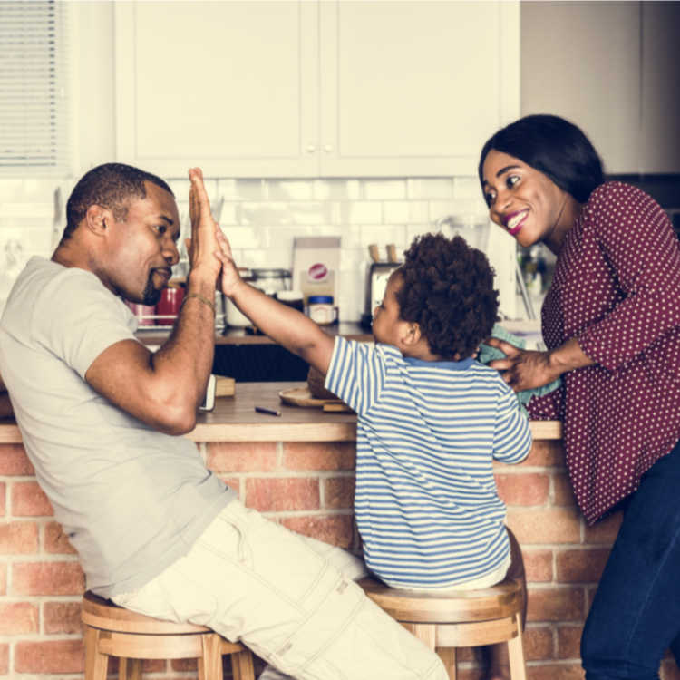 Black family spending time together