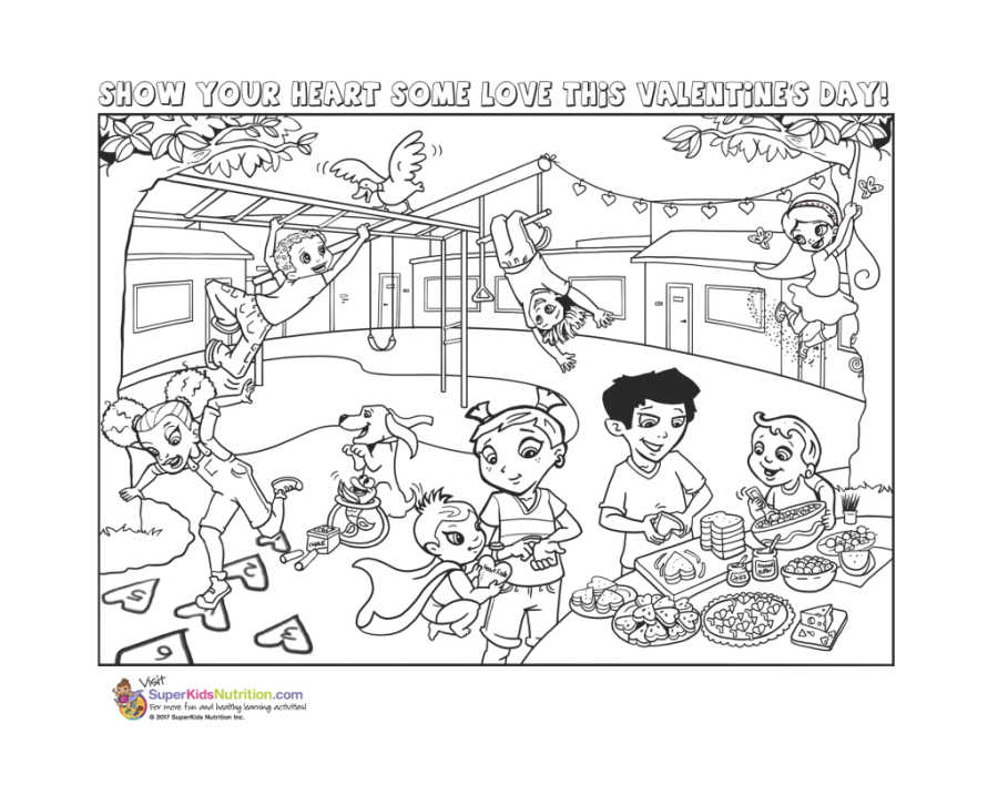 Valentines day 2018 Super Crew Coloring Page for Kids