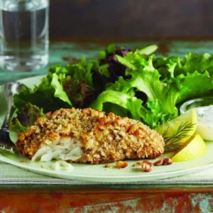 crispy cod fillet with panko and walnuts