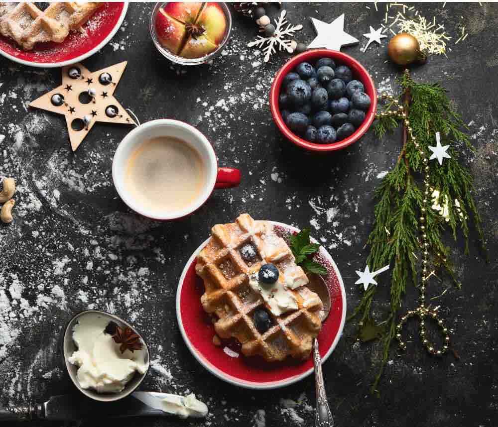 christmas waffles made from christmas gifted waffle maker