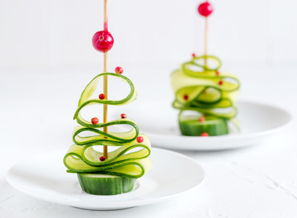 Cucumber Christmas tree, food art