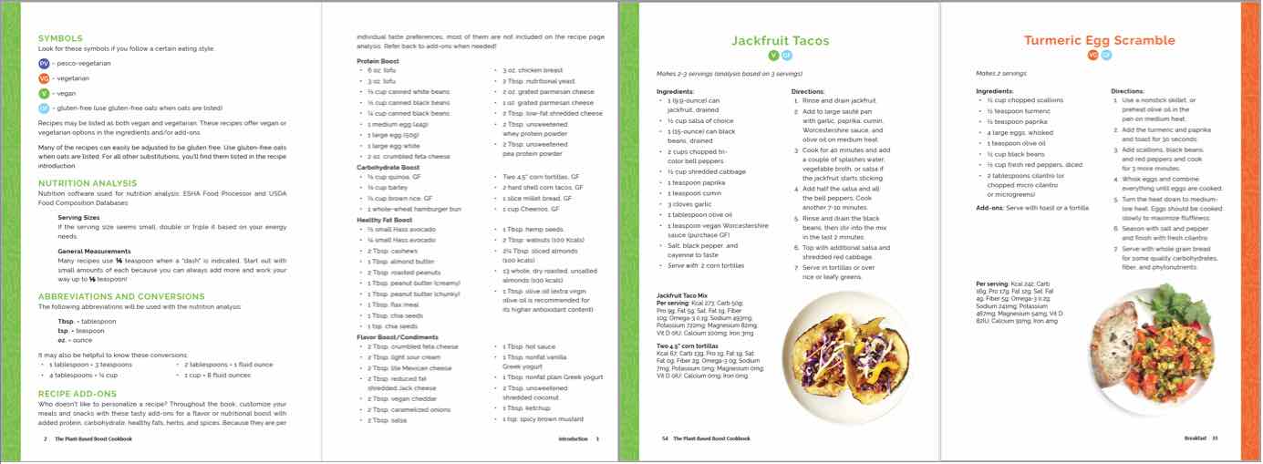 Plant-based boost cookbook sample pages