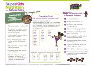 California Raisins Crack the Code activity sheet