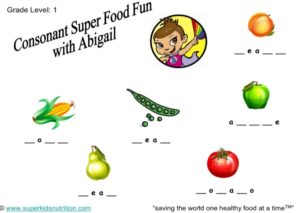 Consonant Super Food Fun Abigail kids activity superkids nutrition