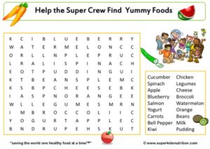 Food Group Fun Word Search kids activity superkids nutrition