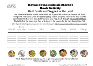 Fruit and Veggie Food Find Feature kids activity superkids nutrition