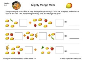 nutrition math activity for kids superkids nutrition