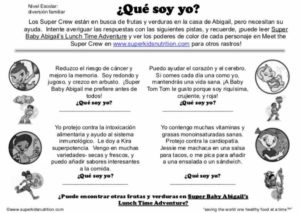 spanish kids worksheet superkids nutrition