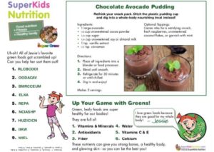 Super Crew® Jessie’s Chocolate Avocado Pudding Recipe Feature superkids nutrition