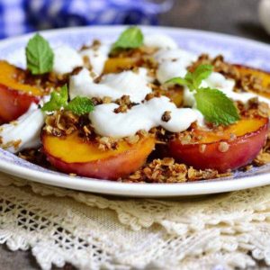 Baked Nectarines with Ricotta and Amaretti Cookies
