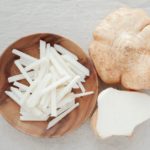 Raw Jicama, Mexican turnip in bowl