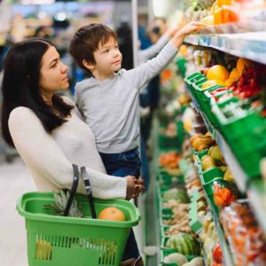 Grocery store shopping with kids